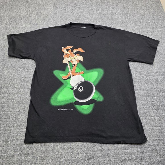 Vtg 1994 Wile E Coyote 8 Ball Pool Billiards Shirt Warner Bros Novel Teez XL - Picture 2 of 8